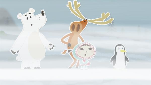 Auf einem Spaziergang sind Grumpel, Hubert, Inui und Lissy vom Nebel überrascht worden. Wie sollen sie jetzt den Weg nach Hause finden? | Rechte: ZDF/JEP Animation