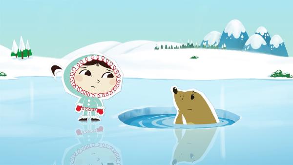 Inui ist enttäuscht, weil Seehund Sascha nicht mit ihr spielen will. | Rechte: ZDF/JEP Animation