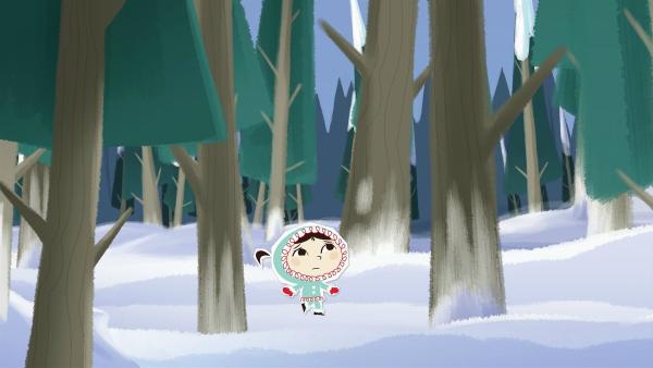 Inui hat beim Versteckspiel ihre Freunde verloren und kommt in einen ziemlich unheimlichen Wald. | Rechte: ZDF/JEP Animation