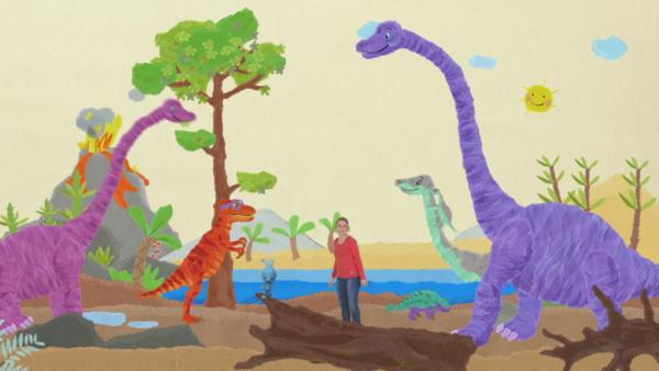 Anni und Kikaninchen helfen dem T-Rex | Rechte: KiKA
