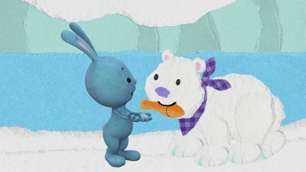 Kikaninchen trifft ein Eisbärenkind | Rechte: KiKA