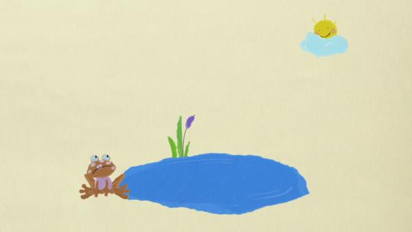 Ein Frosch sitzt am See