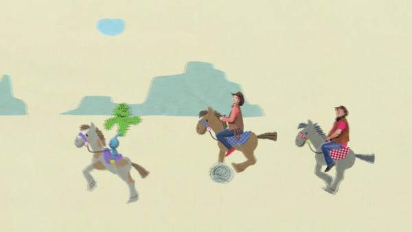 Kikaninchen reitet auf einem Pferd | Rechte: KiKA