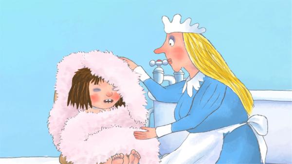 Die kleine Prinzessin mag das morgendliche Baden nicht. | Rechte: ZDF/Zodiak Kids
