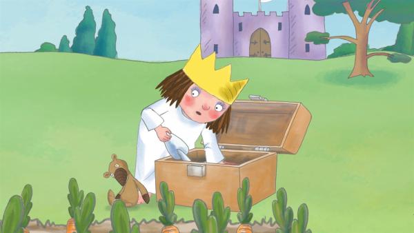 Der König bekommt eine Spieldose mit einem Trompeter oben drauf geschenkt. Die kleine Prinzessin will auch eine Trompete! | Rechte: ZDF/Illuminated Film Ltd.