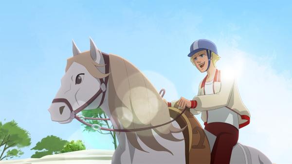 Tatsächlich gelingt es Clément, mit Angelos Pferd Sila ein paar Runden zu drehen. | Rechte: hr/Télé Images