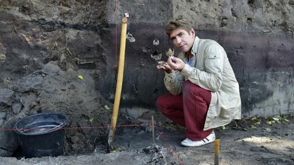 Fritz Fuchs (Guido Hammesfahr) ist bei der Grabung einem uralten Geheimnis auf der Spur. | Rechte: ZDF/Antje Dittmann