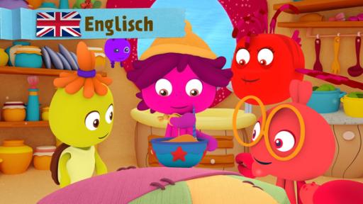 Rechte: KiKA/Bigchild Entertainment A yellow turtle, a purple plankton, a pink octopus, a red fish and a red crab are preparing a cake.