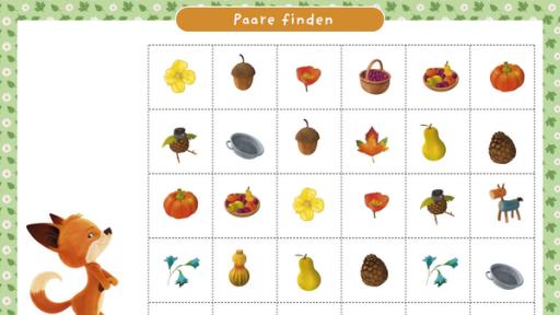 Bastelbogen für das Spiel "Paare finden" von "Mama Dachs und Papa Dachs"