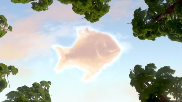 Die Wolke sieht aus wie ein Fisch.  | Rechte: KiKA/Masha and the Bear Limited
