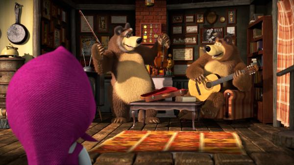 Der Bär und sein Papa wollen Musik machen - wie Früher.  | Rechte: KiKA/Animaccord LTD
