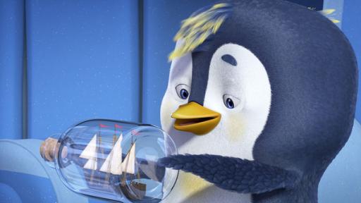 Der Pinguin und sein Buddelschiff. 