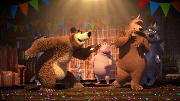 Der Bär tanzt mit der Bärin. | Rechte: KiKA/Animaccord Animation Studio