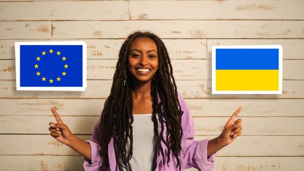 Die Ukraine möchte zur EU dazugehören. Wie das funktionieren könnte, darum geht’s in diesem neuneinhalb kompakt. | Rechte: WDR/tvision