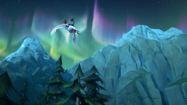 Ein wunderschönes Nordlicht erscheint am Nachthimmel. | Rechte: BR/Studio 100 Animation/Studio 100 NV
