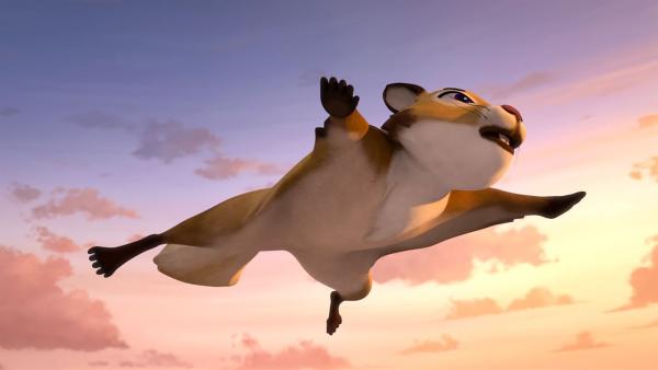 Nils entdeckt ein Flughörnchen, das ohne Flügel fliegen kann. | Rechte: BR/Studio 100 Animation/Studio 100 NV