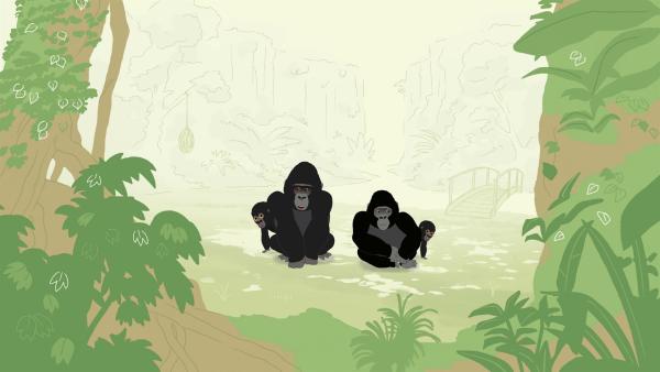 Die Gorillafamilie soll in ein artgerechteres Gehege umziehen. Doch die Gorillas lieben ihr altes zuhause und haben keine Lust auf einen Umzug. | Rechte: KiKA/Igloo Productions Ltd.