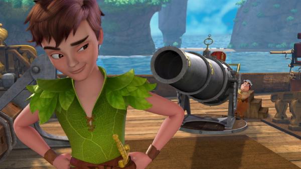 Peter Pan hat eine Idee, was sie mit der neuen Kanone der Piraten anstellen könnten. | Rechte: ZDF/method Film/DQ Entertainment