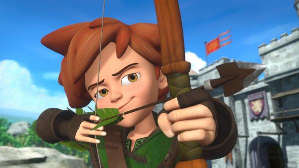 Robin Hood in Aktion. Keiner kann so gut mit Pfeil und Bogen umgehen wie er. | Rechte: ZDF/Method Animation/DQ Entertainment/Fabrique d'images/ZDF Enterprises/De Agostini