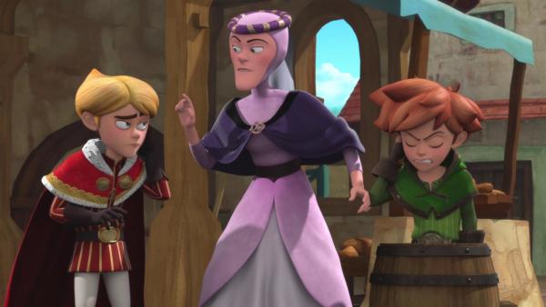 Lady Rohesia (Mitte) weist Prinz John (links) zurecht.  | Rechte: © ZDF/Method Animation/DQ Entertainment