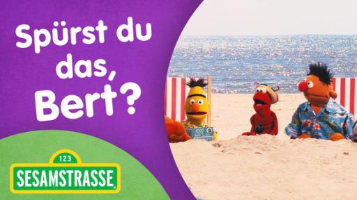 Sesamstraßen Logo, Ernie und Bert am Strand