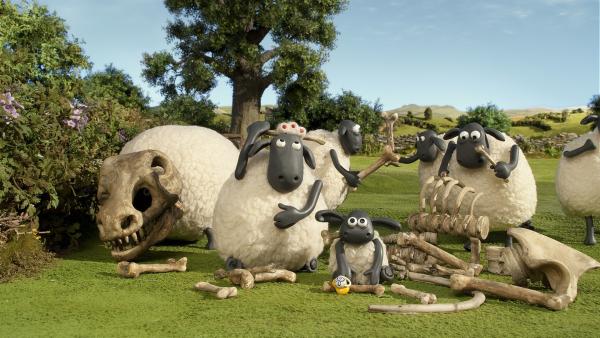 Die Schafe machen auf ihrer Weide einen gewaltigen Fund. | Rechte: WDR/Aardman Animation Ltd./BBC
