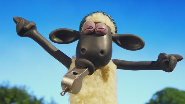 Shaun lässt alle Schafe nach seiner Trillerpfeife tanzen.  | Rechte: © KiKA