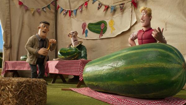Wer hat die schönsten Zucchini? Der Farmer ärgert sich über Farmer Ben. | Rechte: WDR/BBC/Animation Ltd