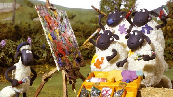 Shaun schafft gemeinsam mit den anderen Schafen ein Werk im Stile großer „action painting“ Künstler. Der Farmer ist schockiert, bis er erfährt, dass man für so ein Bild eine Menge Geld bekommt... | Rechte: WDR/Aardman Animations Ltd.