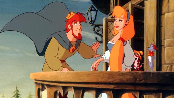 Der schüchterne Prinz ist zu Rapunzel auf den Turm gestiegen. | Rechte: NDR/Greenlight Media AG