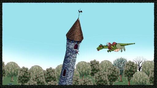 Ein Drache fliegt zu einem Turm | Rechte: SWR, SWR Ein Drache fliegt zu einem Turm
