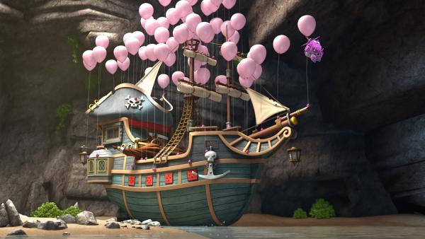 Dizzy befreit das Piratenschiff aus der Höhle. | Rechte: KiKA/FunnyFlux/QianQi/EBS/CJ E&M