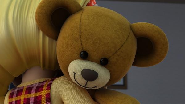 Endlich kann Cecily ihren Teddy in den Arm nehmen – und er spricht sogar.  | Rechte: KiKA/FunnyFlux/QianQi/EBS/CJ E&M