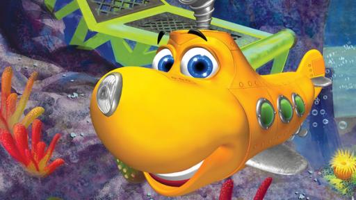 Rechte: KiKA/Mike Young Prod. Das gelbe U-Boot Timmy in einer bunten Unterwasserwelt. Es schaut fröhlich und lächelt.