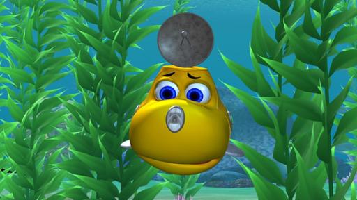 Rechte: KiKA/Mike Young Prod. Das gelbe U-Boot Timmy schwimmt zwischen Seegras am Meeresgrund und schaut verzweifelt.