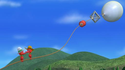 Rechte: KiKA/Mike Young Productions Zwei rote Seepferdchen mit Cowboyhut halten sich mit ihren Schwänzen am Seil eines Wetterballons fest und fliegen mit ihm am Himmel.