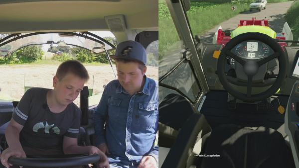 Friedjof zeigt Tim, wie man einenTraktor fährt. | Rechte: KiKA