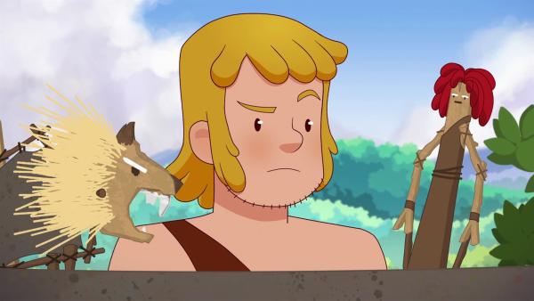 In einem Puppenspiel erzählt Tom die Legende vom magischen Amulett, mit dem man wilde Tiere vertreiben kann. | Rechte: KiKA/hr/TF1/GO-N Productions