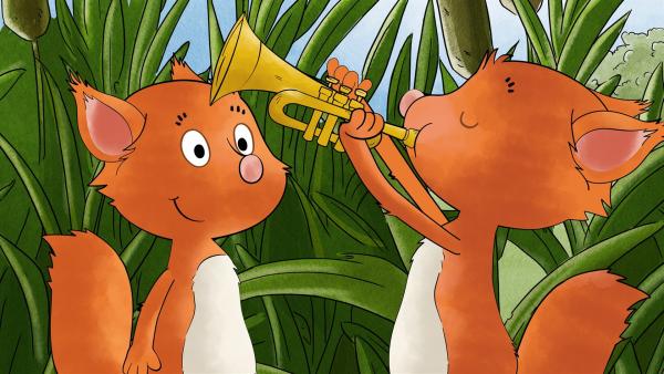 Billy und Benny üben fleißig Trompete. | Rechte: MDR/WunderWerk