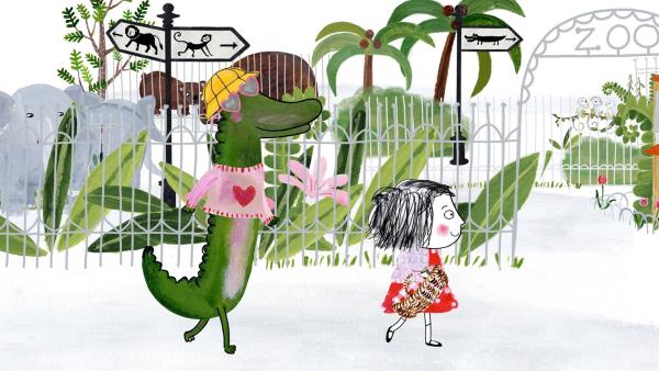 Rita nimmt das Krokodil mit in den Zoo. Ob das gut geht? | Rechte: rbb/dansk tegnefilm