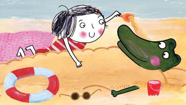 Heute geht es an den Strand, natürlich mit Krokodil. | Rechte: rbb/dansk tegnefilm