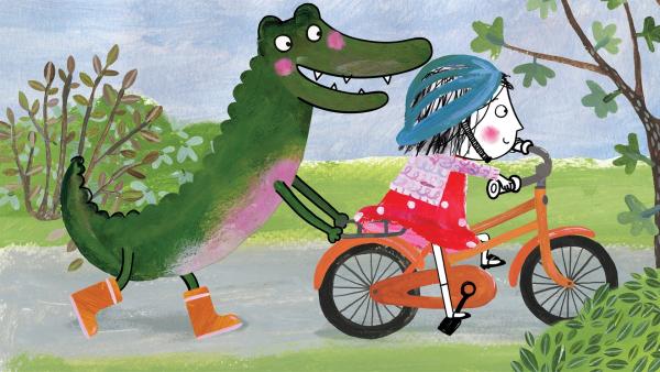 Wozu braucht man Stützräder, wenn man ein Krokodil als Freund hat? | Rechte: rbb/dansk tegnefilm