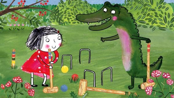Rita weiß alles über Krocket, aber das Krokodil muss noch viel lernen. | Rechte: rbb/dansk tegnefilm