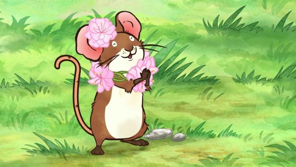 Auch die kleine Feldmaus ist ganz begeistert von all den Blüten. | Rechte: KiKA/SLR Productions Australia Pty.Ltd./Scrawl Studios Pte Ltd./hr/ARD