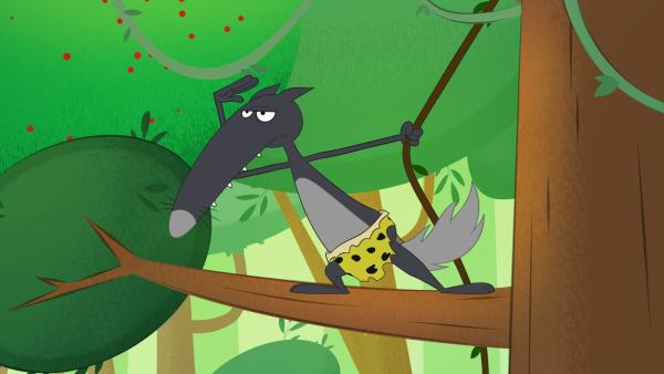 Lässig hält Wolf-Tarzan  nach Gefahren Ausschau. | Rechte: KiKA/Samka Productions