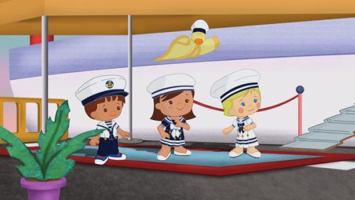 Zoé, Carla, Finn und QuackQuack erleben ein spannendes Abenteuer auf einer Kreuzfahrt.