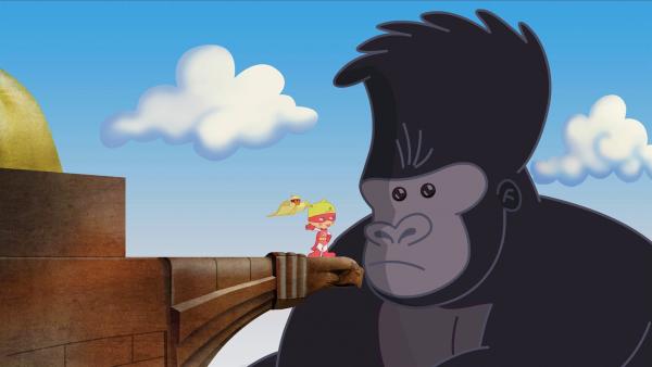 Zoé will einem Gorilla helfen seinen lästigen Schluckauf loszuwerden. | Rechte: KiKA/Mike Young Productions