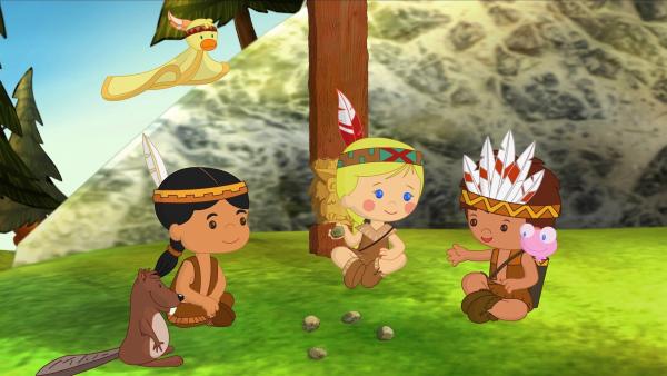 Zoé und Finn treffen einen kleinen Indianerjungen, der ihre Hilfe braucht. | Rechte: KiKA/Mike Young Productions