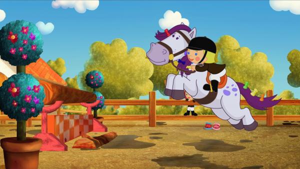 Zoé reitet auf dem Pony Mandy. | Rechte: KiKA/Mike Young Productions