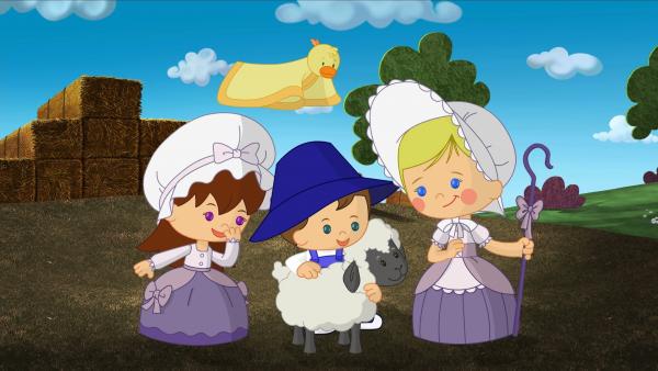 Lili, Max und Zoé hüten kleine Schafe. | Rechte: KiKA/Mike Young Productions